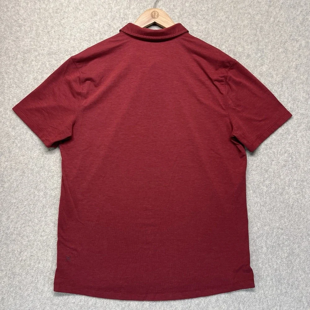 Lululemon Men's Red Heather‎ Performance Polo Shirt Short Sleeve Size XL